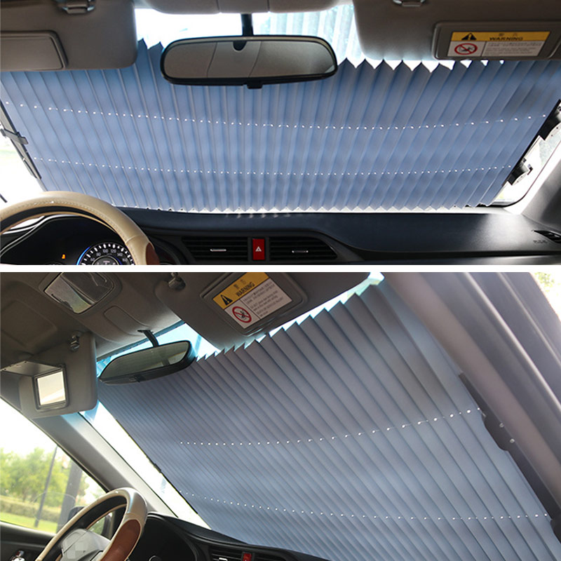 Intrekbare Autoruit Voorruit Zonneschermen Opvouwbare Auto Zonnescherm Cover Shield Gordijn Zonnescherm Blok Uv Auto Accessoires