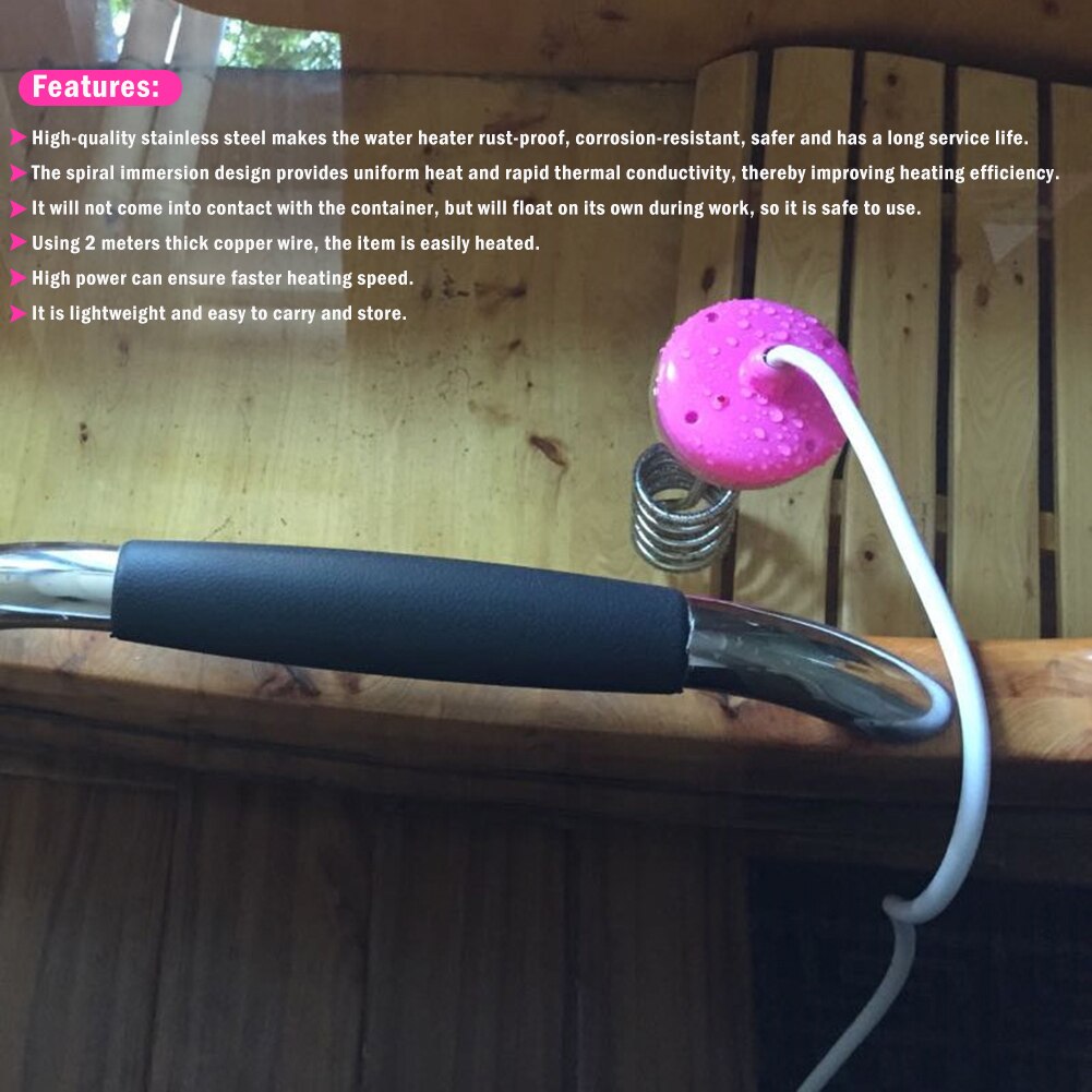 125V 1500W Water Heater Electric Portable Suspension Floating Electric Strong Toughness Boiler Water Heating Stick