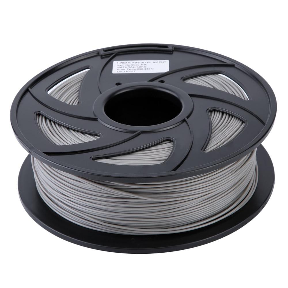 Premium ABS 1.75mm Filament 3D Printer Printing Material Supplies Roll 1KG Suitable For Most 3D Printers: grey