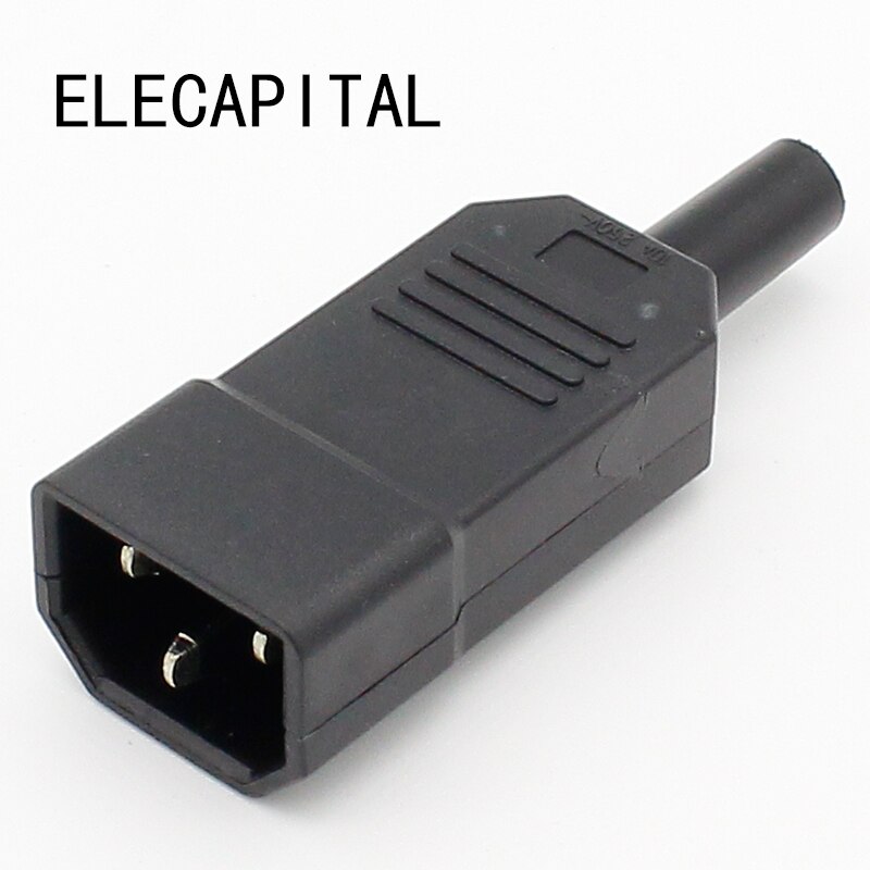 10pcs Price 10A 250V Black IEC C13 Male Plug Rewirable Power Connector 3 pin ac Socket