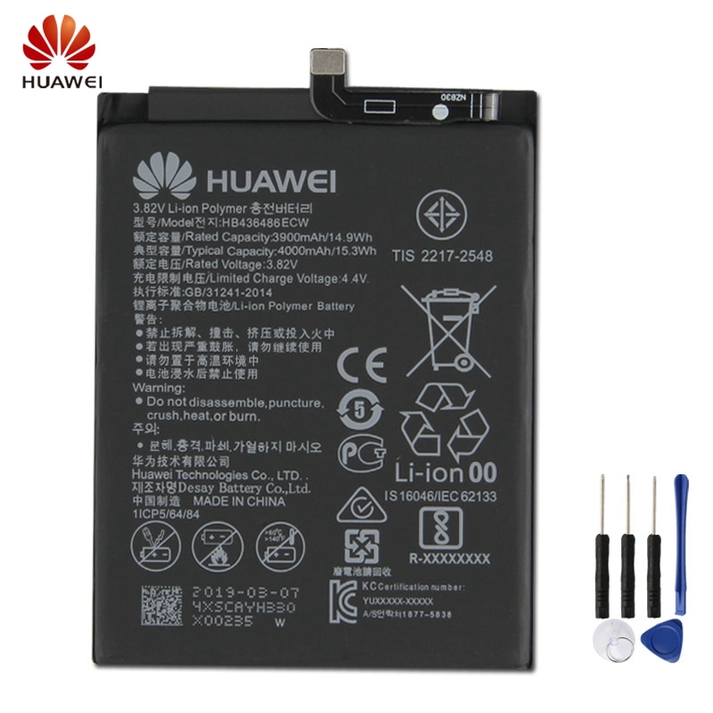 Batería de repuesto Original HB436486ECW para Huawei Mate10 Mate X ALP-AL00 Mate 10 Pro RS P20 Pro Mate 20 Nova5i, 4000mAh