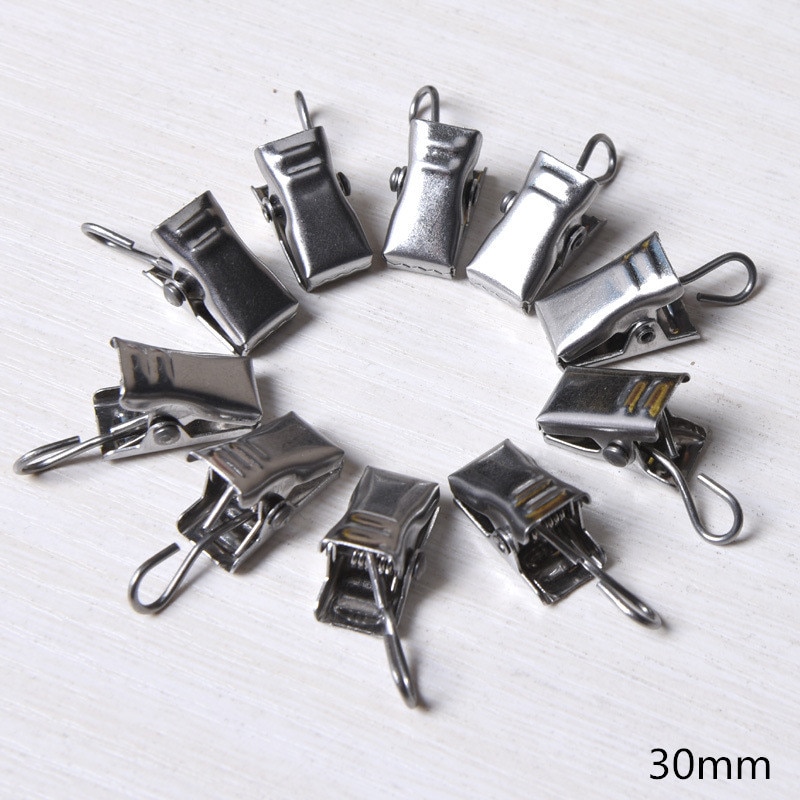 Xzjja 20 stk robuste slidstærke metalgardinclips brusekroge stue gardintilbehør klemmer drapericlips ringeholder: 30mm gardinclips