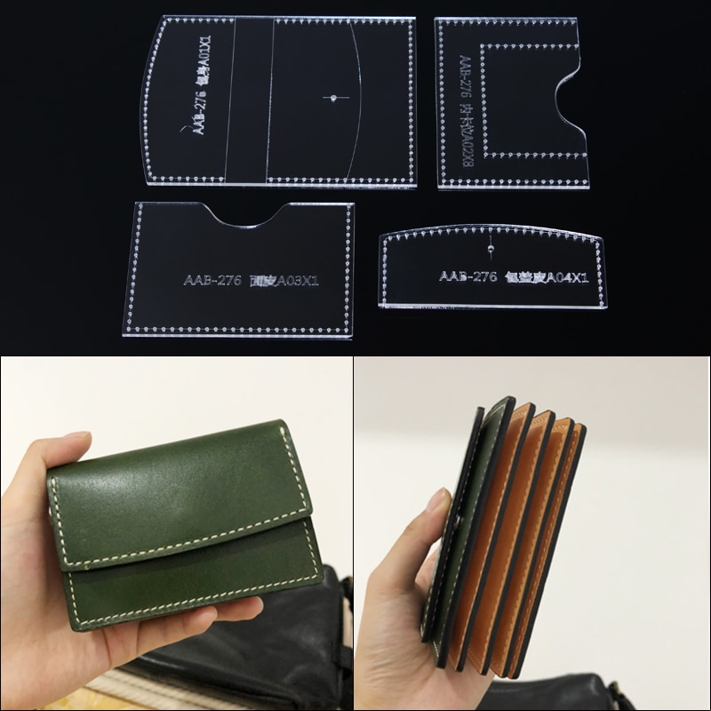 1 Set Acrylic Leather Template Home Handwork Leathercraft Sewing Pattern Tools Accessory Card Wallet Pattern 7x10.5x2cm