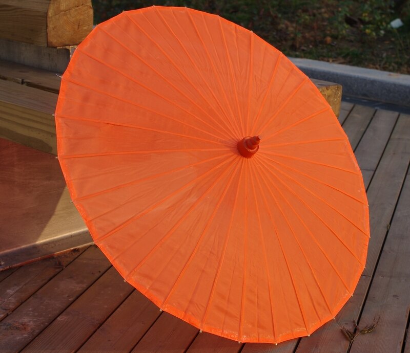 Oranje effen bamboe parasol/paraplu, geweldig als bedankje voor een bruiloftsfeestje