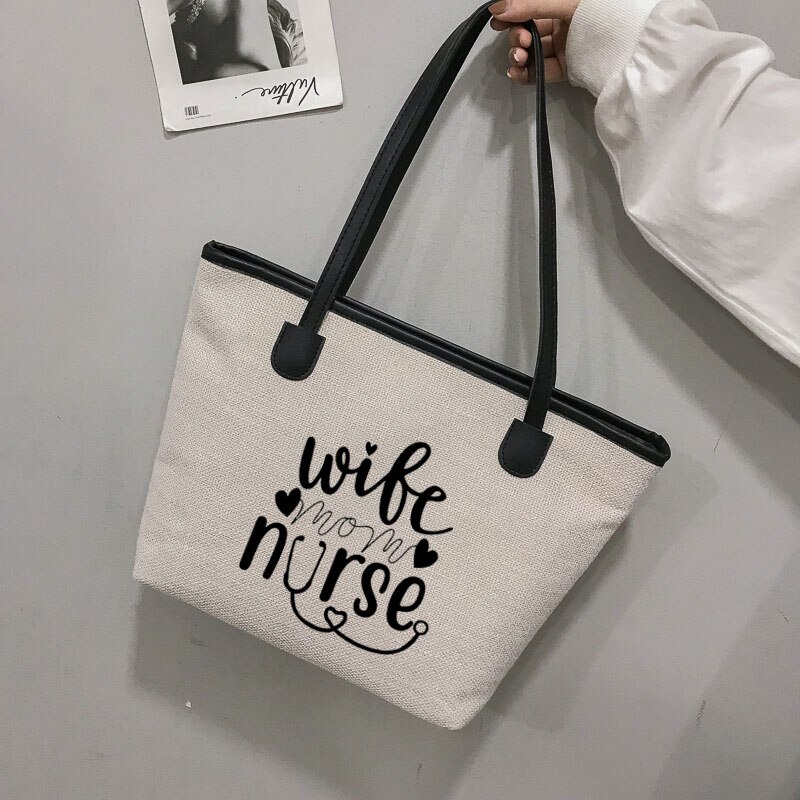Vrouw Mom Verpleegkundige Voor Verpleegkundige Canvas Schoudertas Shopping Beach Bag