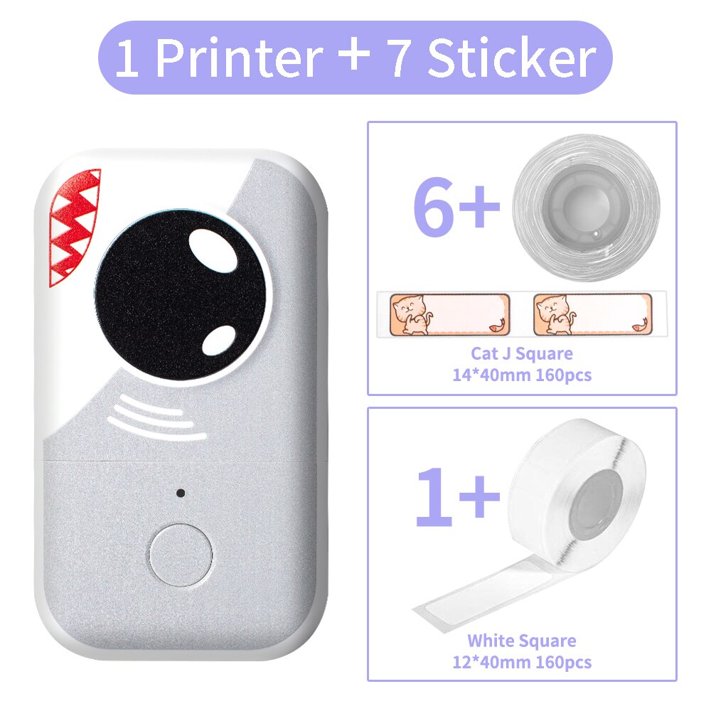 Phomemo Label Maker Sticky Note D30Pro Label Thermal Printer No Ink Home Business Helper Kitchen Sticker Machine: Shark-7 Cats Rolls