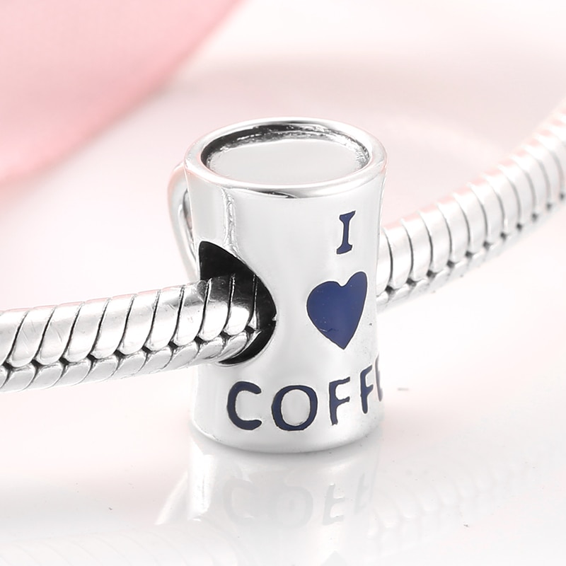 925 perles en argent sterling en forme de tasse à café de style métropolitain, charmantes bouteilles à faire soi-même, adaptées au bracelet original jiuhao jewelry