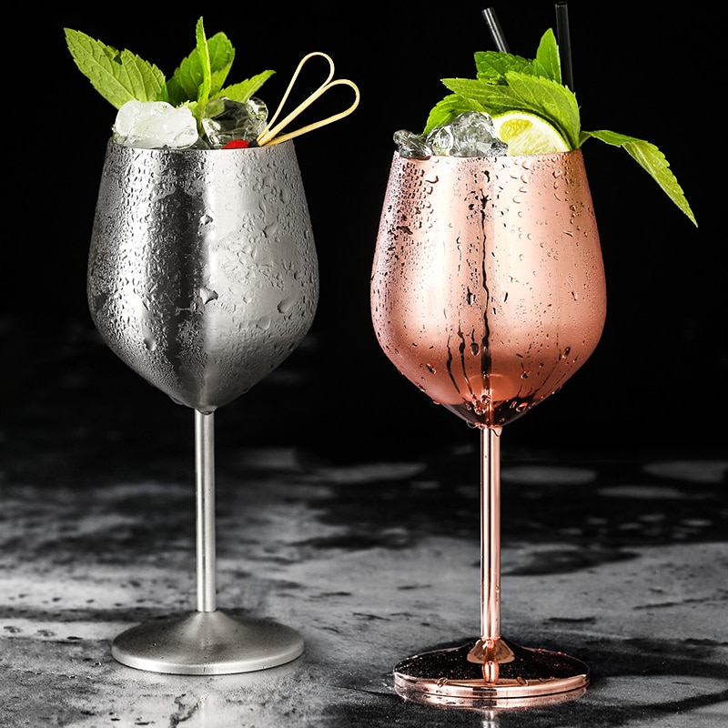 2 stk vinglass rustfritt stål 18/8 metall vinglass bar vinglass champagne cocktail drikkekopp sjarm festutstyr