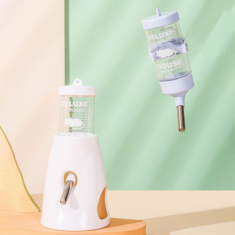 Kleine Ebene Kunststoff Wasser Flasche mit Ständer Halfter 2,7 unzen Kein Tropf Waterer für Hamster Guinea Schwein Kaninchen für Glas Panzer