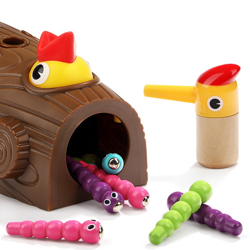 Kinderen Onderwijs Speelgoed De Vogels Vangen Wormen Magnetische Speelgoed Grappig Voeden Bugs Te Specht Game Houten Speelgoed Cadeau Voor Kinderen