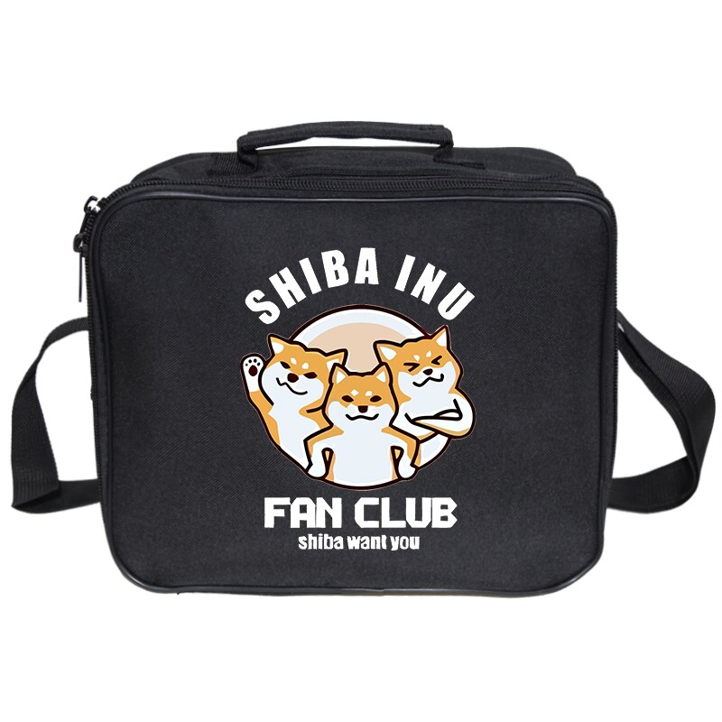 Shiba Inu Lunch Tas Geïsoleerde Koude Canvas Streep Picknick Carry Case Thermische Draagbare Lunch Box Loncheras Escolares Infantiles