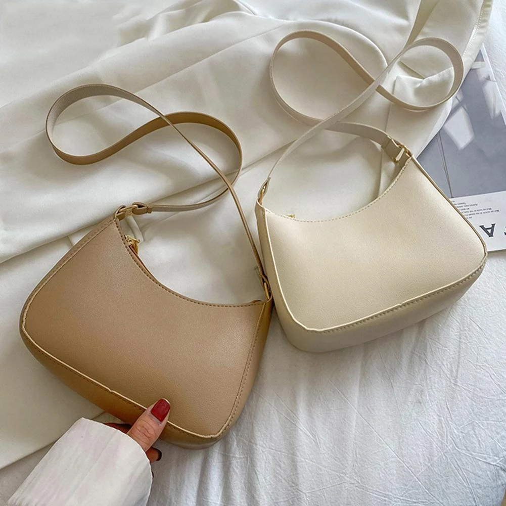 Neue frauen Handtaschen retro Einfarbig PU Leder Schulter Unterarm Tasche lässig Frauen Hobos Handtaschen
