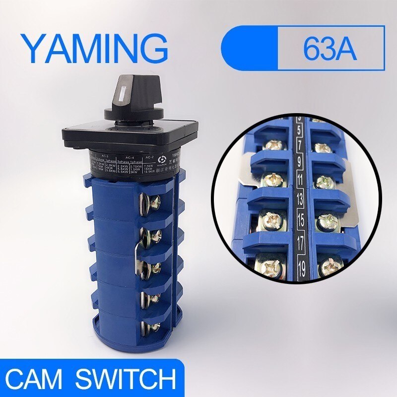 STAR DELTA Cam Switch 5 poles 3 positions LW26-63/5 0-Y-D 63A 20 terminals changeover rotary switches silver contact