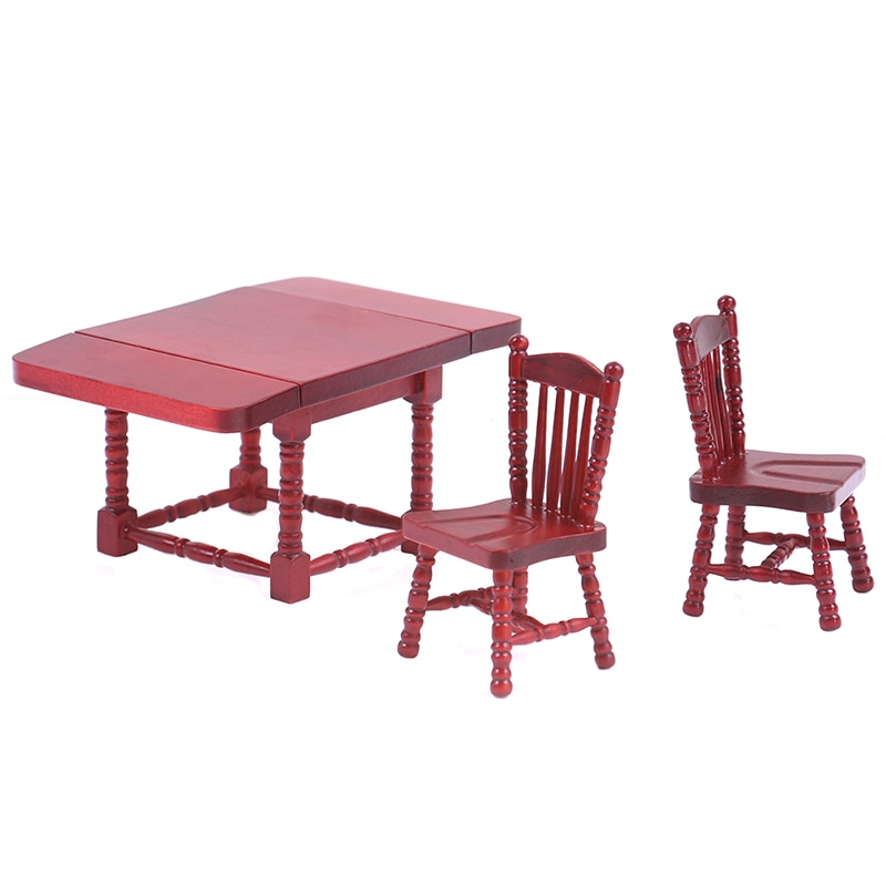 1Set 1:12 Dollhouse Miniature Folding Dining Table Chair Doll House Wooden Furniture Toy