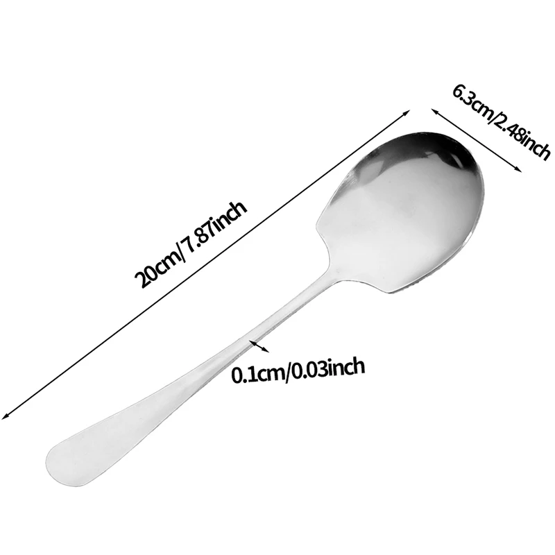 Cuchara grande de acero inoxidable para cena en casa, cuchara pública gruesa, cucharas de sopa con mango largo, vajilla para servir Buffet de cabeza redonda, 1/4 Uds.
