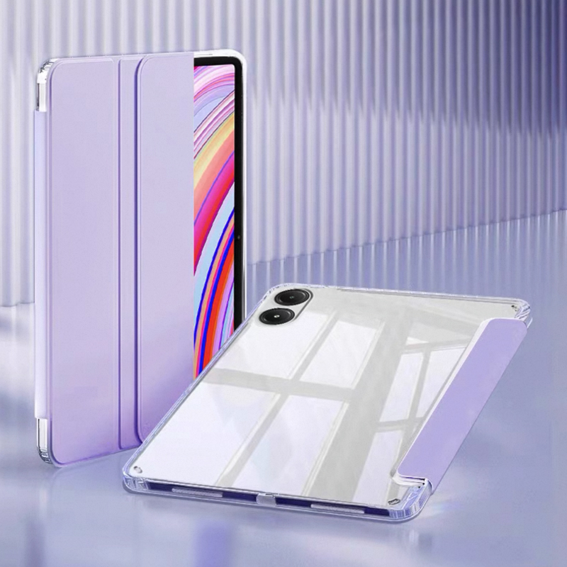 Fodral till redmi pad pro med pennhållare, genomskinlig akrylbaksida, hårt stativ, surfplatta, skal till xiaomi poco pad, kapasit 12.1 tum: Elva / Vit