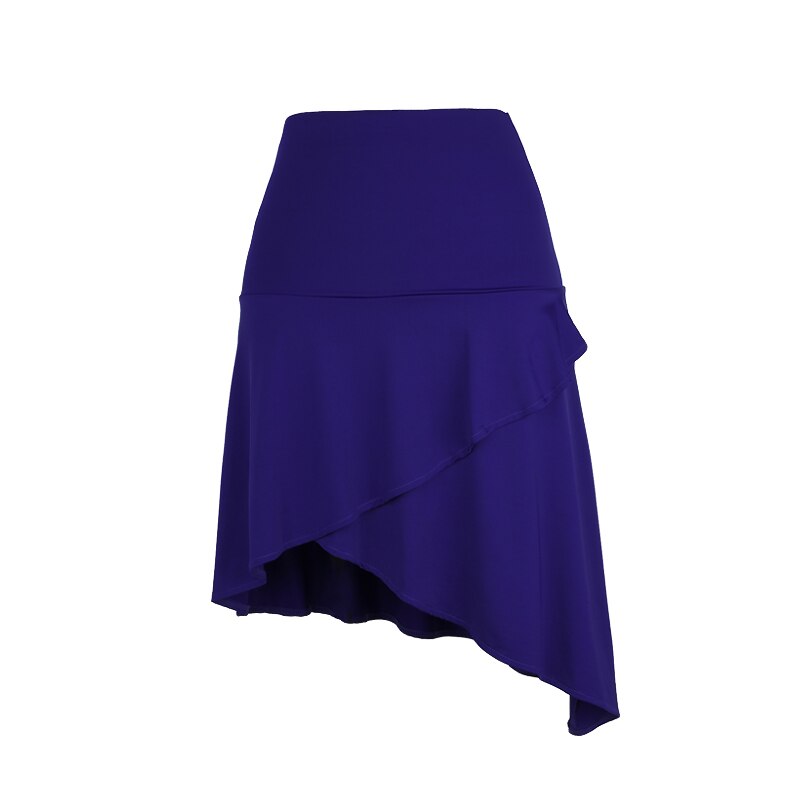 Falda de baile latino para mujer, disfraz de Samba para adulto, faldas latinas irregulares de color Azul Real, vestido de baile para mujer, ropa de entrenamiento VDB2271: XXXL