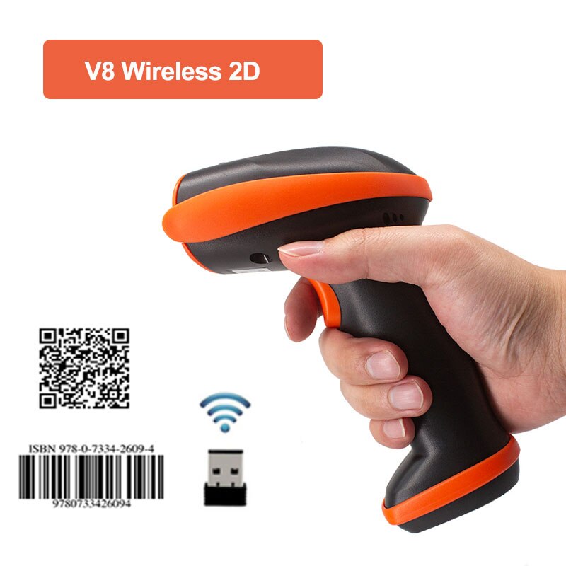 Holyhah V8BL Bluetooth 2D Barcode Scanner V8 Wireless QR Code Reader V5 Wired Handheld Scanner for IOS Android Phone Computer: V8 Wireless 2D