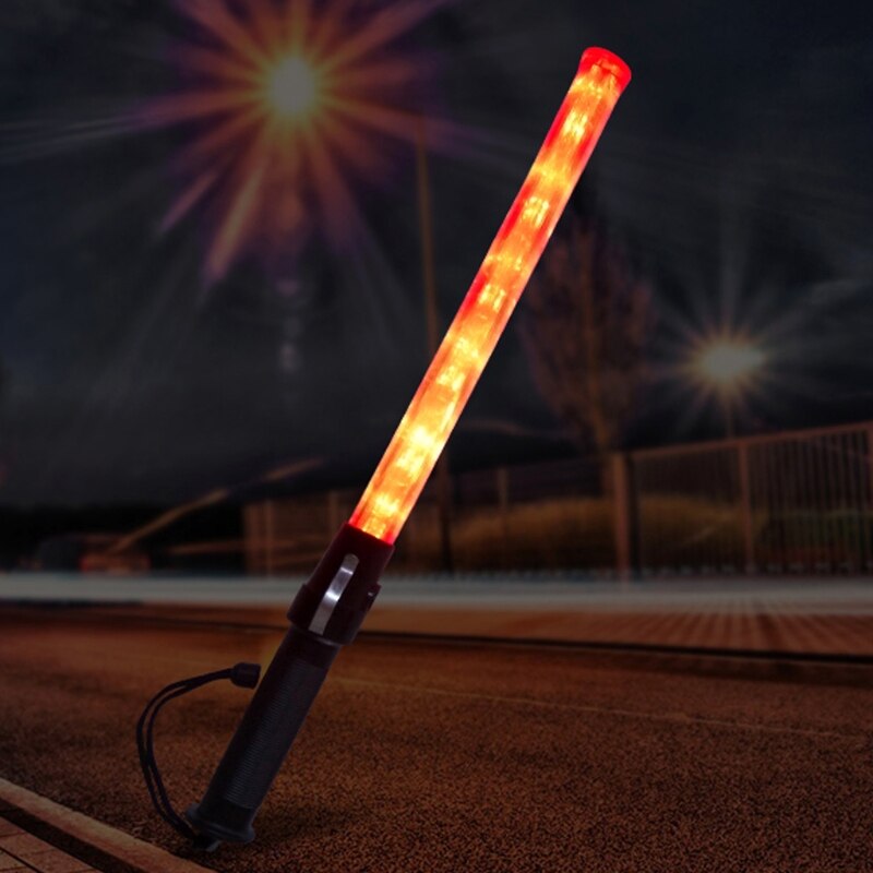 Linterna LED potente, vara de tráfico de plástico, 3 modos, configuración estroboscópica, 090F