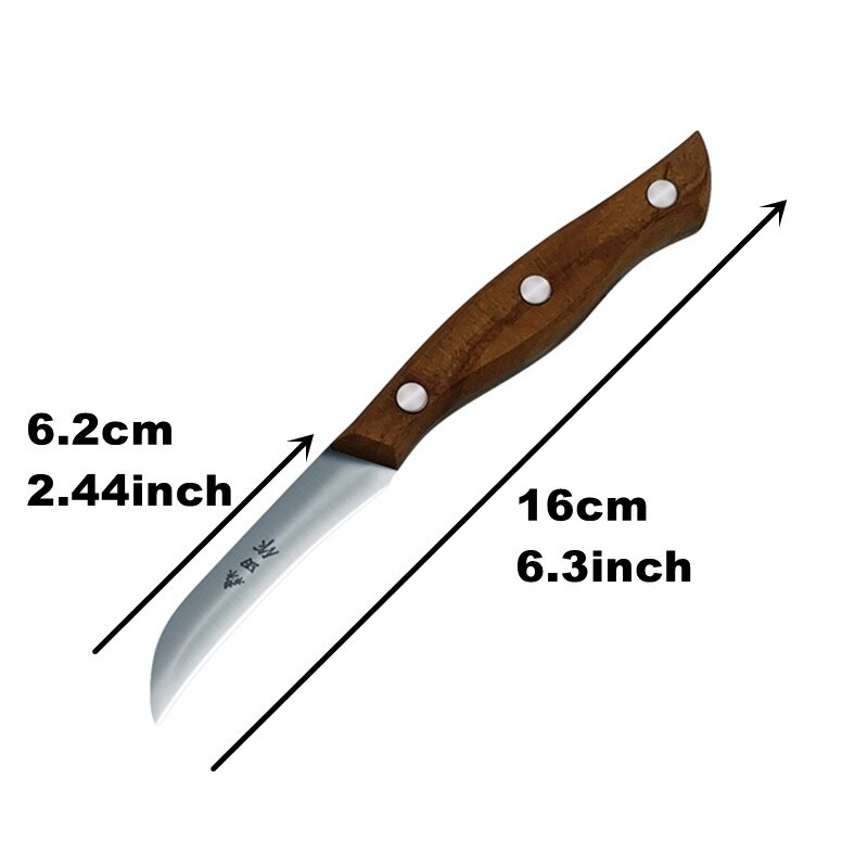 Goldbaking Kitchen Carving Knives 3 PCS Set Chef Sharp Well Food Fruit Platter Beech Wood Handle Paring Main Knife