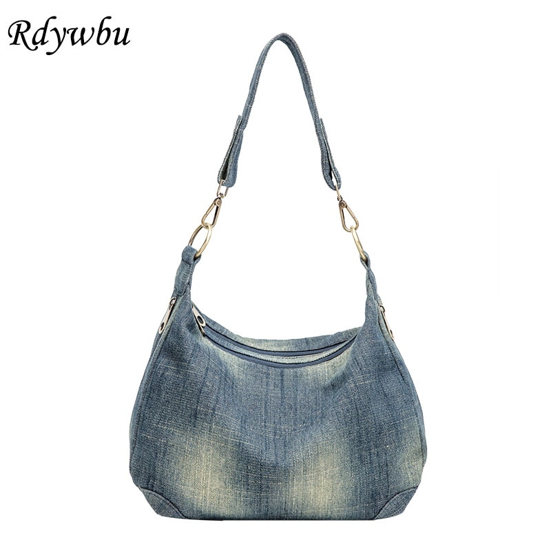 Rdywbu Denim lavé femmes sac à bandoulière décontracté Vintage jean grand sac à bandoulière grand fourre-tout sac à main Mochila Bolsa B225