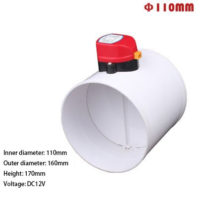 PVC Dämpfer Luft Ventil AC220V DC12V 24V Motorisierte Überprüfen Ventil für 3/4/5/6/8 zoll Rohr 80/100/125/150/200mm: DC12V OD110MM