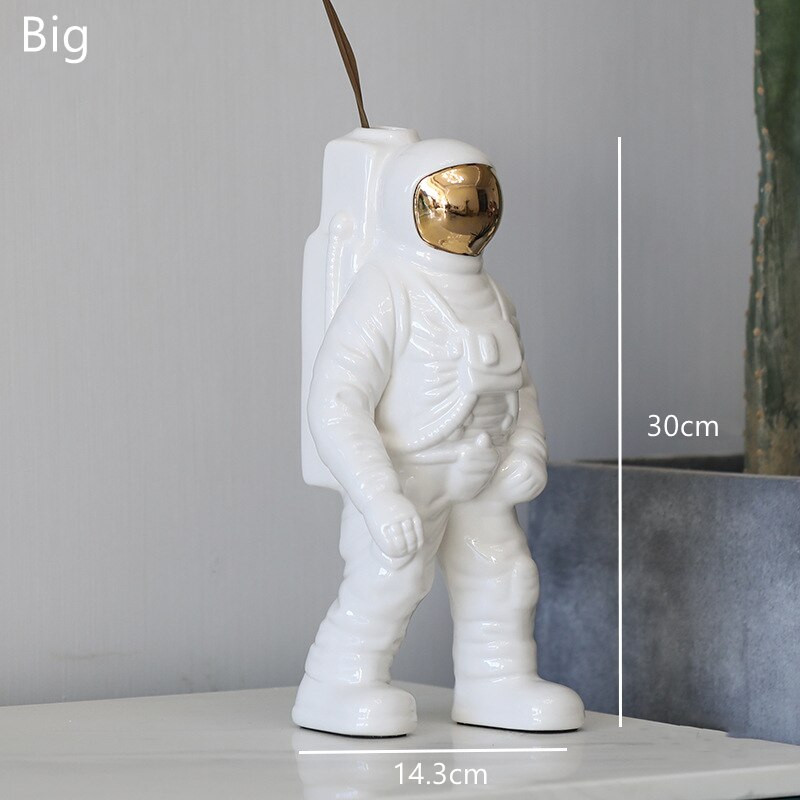 Nordic Style Astronaut Vase White Ceramic Flower Vase Home Decoration Flower Pot Art Vases Office Living Room Decor Crafts: 30X14CM