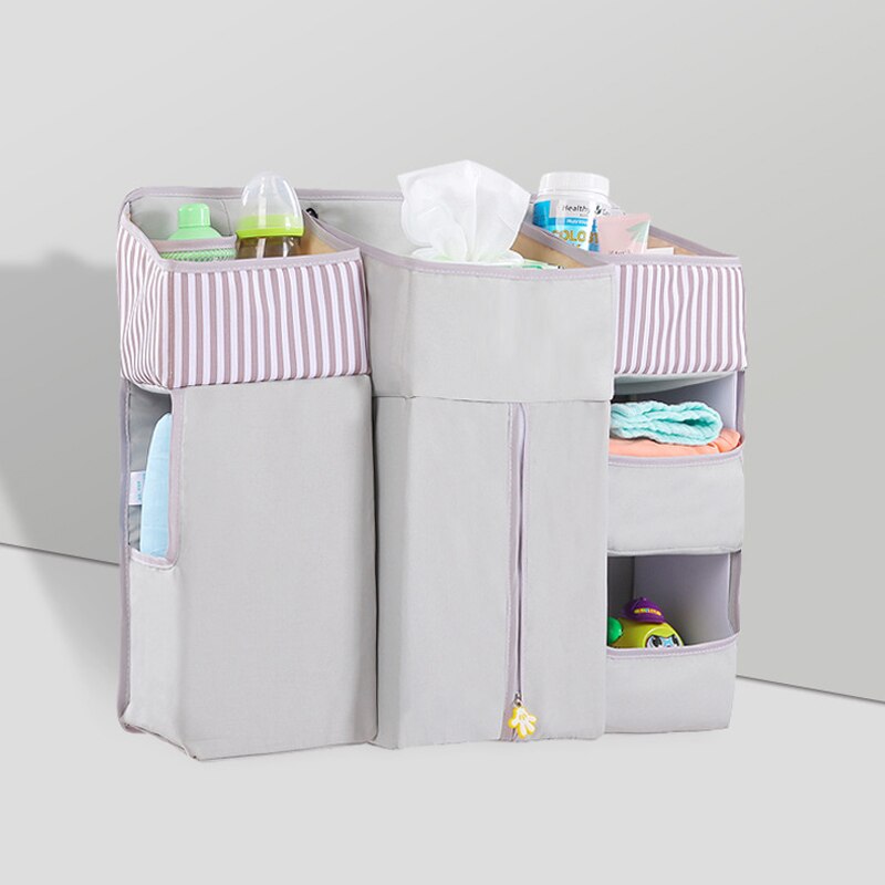 Berço organizador portátil, berço, cama, saco de pendurar, para bebê, fralda, armazenamento, berço, conjunto de fraldas de cabeceira: Gray Bag