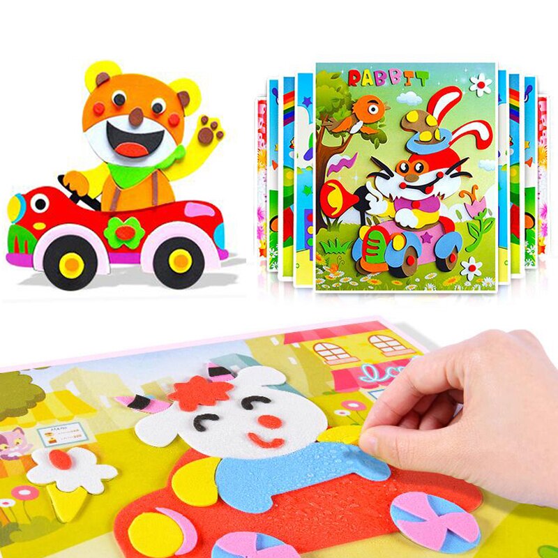 Children 3D DIY Handmade Toy 6 Colorful Dot Mosaic Stickers 5 EVA Sticker Kids Kindergarten Art Craft Educational Toys