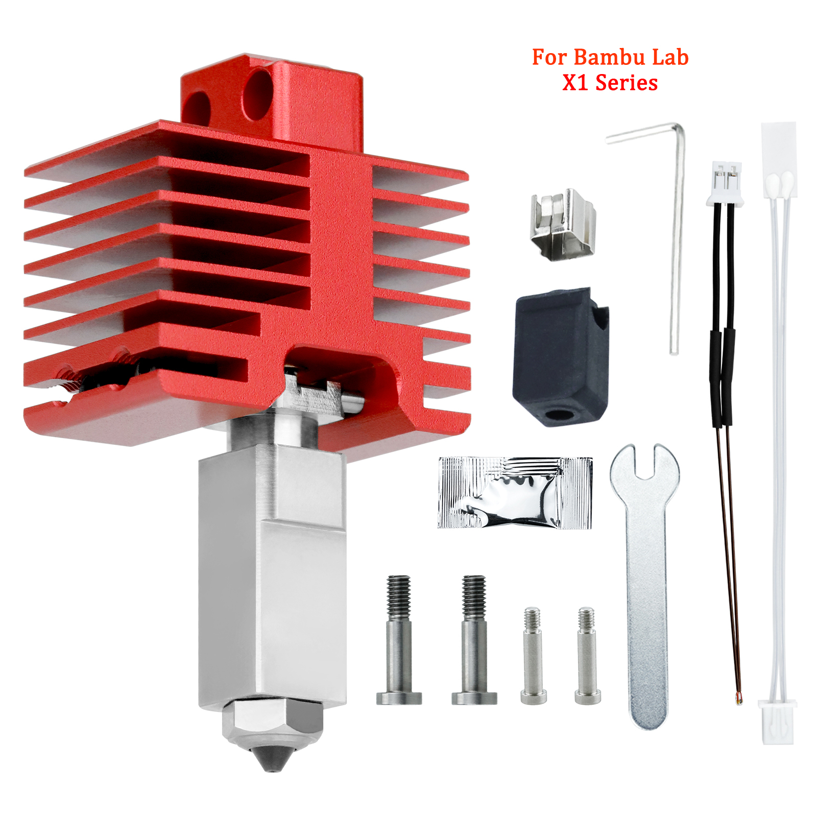 Nuovo aggiornamento TZ4.0 Hotend per BambuLab P1S, P1P, X1, X1C, X1E Ugello in acciaio temprato monopezzo caldo fine kit Accessori per stampante 3D: bianca