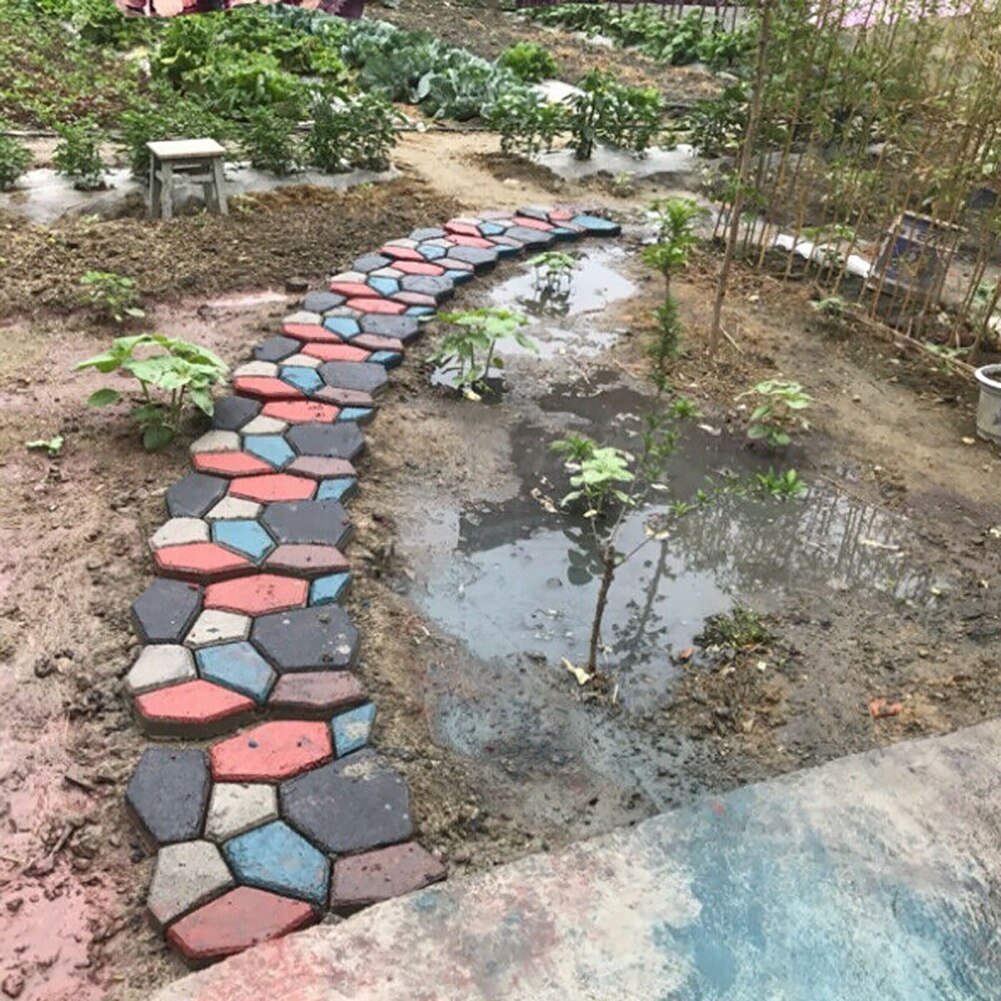 DIY Path Maker Paving Pavement Concrete Mould Paver Reusable Patio Garden Brick Slab Pavement Stepping Stone Cement Mould Decor
