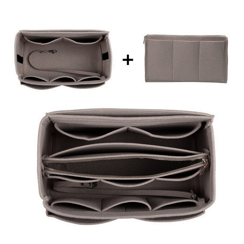 Nowe popularne damskie organizator na przybory do makijażu filcowa wkładka do woreczków wielofunkcyjna kosmetyczka podróżna do przechowywania kosmetyków: dark gray