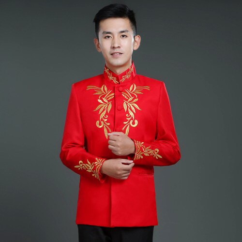Chinesische Bräutigam Hochzeit Kleid Männer Chinesischen Chinesischen Tunika Anzug verrotten Seetang-dynastie Kostüm Männer Traditionellen Cheongsam oben Kleidung: Entwurf 3 / XXL