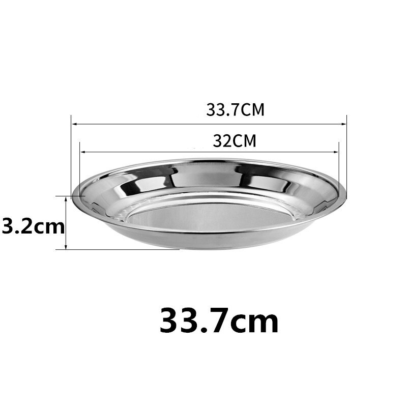 Dicke Edelstahl Platte runde Große Rabatt Flachen Boden Flache schale extra Große Fisch Kopf fruite fleisch Platte Restaurant Hotel: 33.7cm