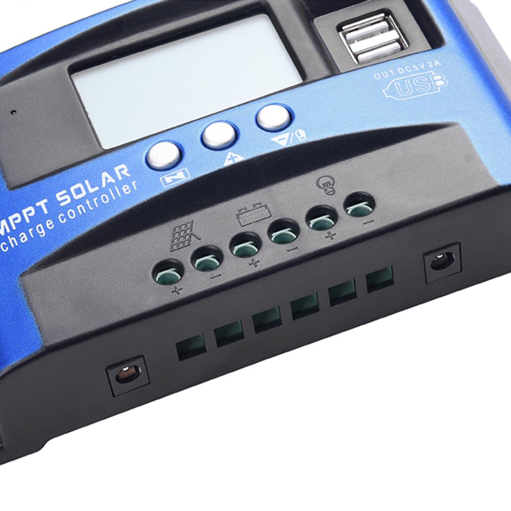 Contrôleur de Charge solaire automatique 100A/60A/50A/40A/30A MPPT avec double sortie USB 5 V 12/24 V Charge de régulateur de batterie de panneau solaire