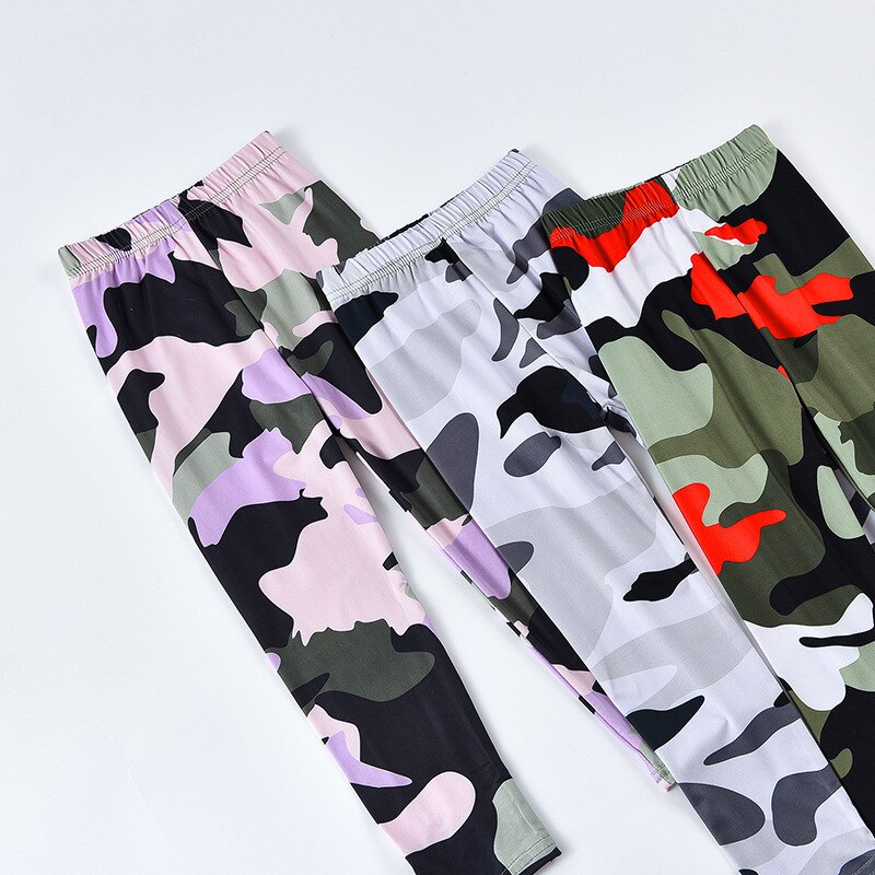 Girls Leggings Children Camouflage Pants Skinny Leggins For Girl All-match Teenager Slim Trousers Clothing 1-10years