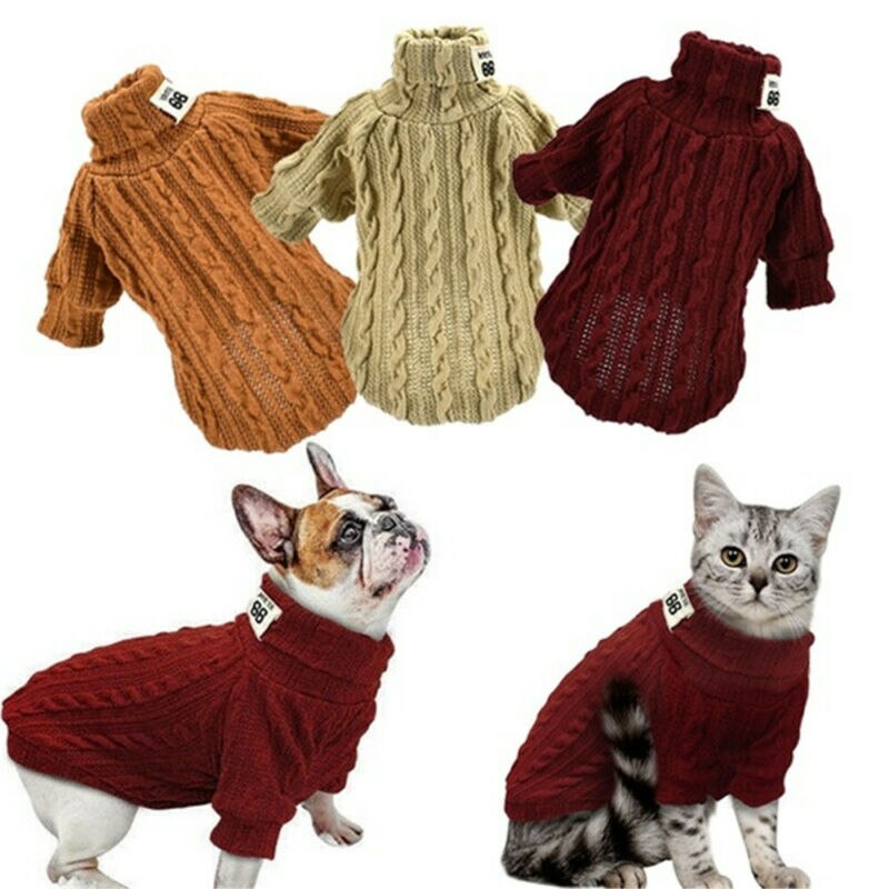 Pull tricot pour animaux chat | Chiot, chien, tricot , pulls classiques, tricot à col roulé, petits chiens, chaton chats, vêtements tricot doux