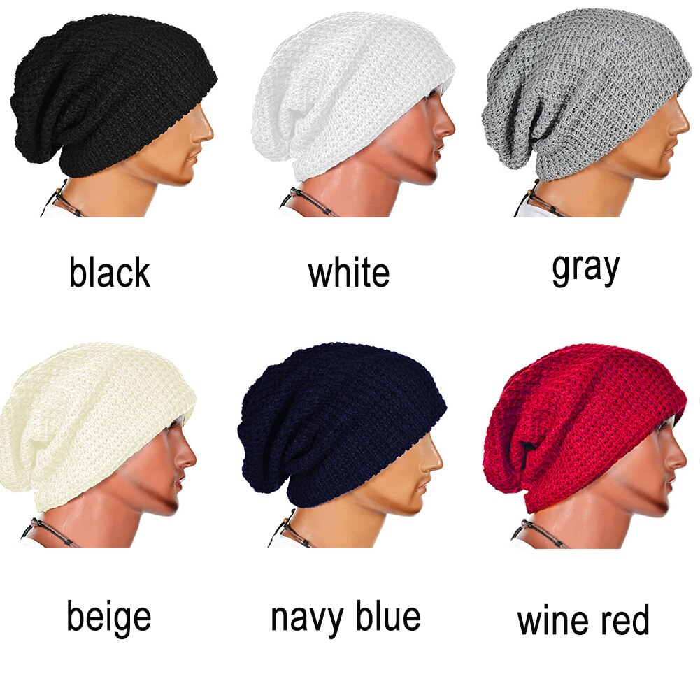 Gorro holgado, gorro de invierno tejido liso, gorro cálido, gorros holgados de esquí para hombres y mujeres, Unisex