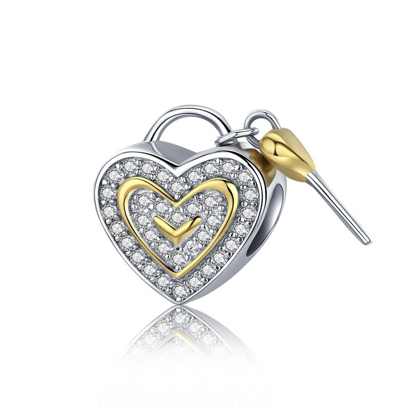 Abalorios de corazón luminoso y dorado de BAMOER 100% Plata de Ley 925, pulsera con abalorio, pulsera de del Día de San Valentín S925 SCC537: SCC464