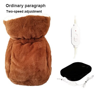 Electric Heating Foot Pads Treasure Plush Heating Shoes Heater Charging Heating Foot Pad Winter Warmer Removable Cleaning 220V: Brown-01