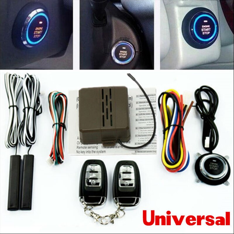 Smart One-button Start Car Alarm System Push Engine Start Stop Button Lock Ignition Immobilizer With Remote Keyless Alarm System: 01