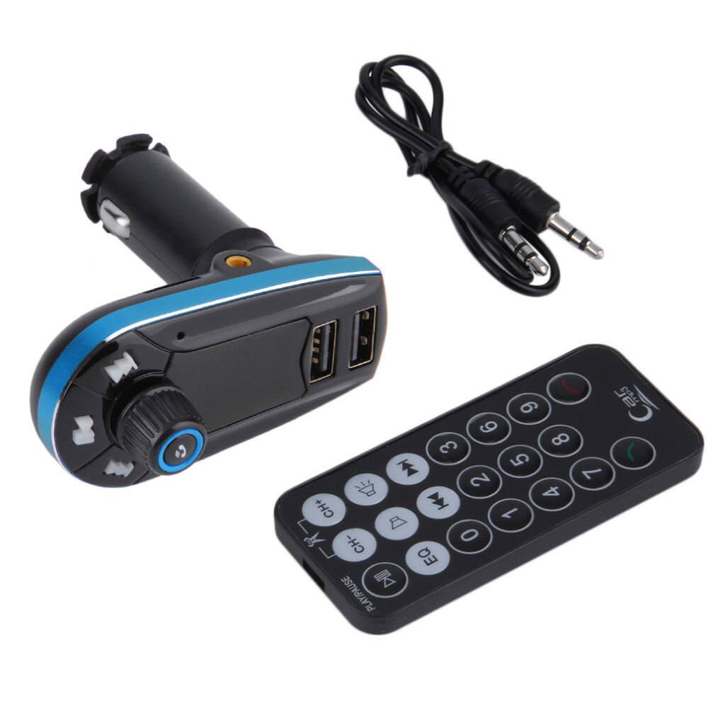 Portable FM Transmitter Bluetooth FM Modulators Car Audio MP3 Player USB Output Wireless Car Kit Charger Blue