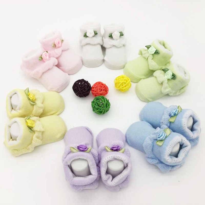 Newborns Baby Infants Cotton Socks Princess Flower Lace Ankle Socks 8.5CM Socks SL07