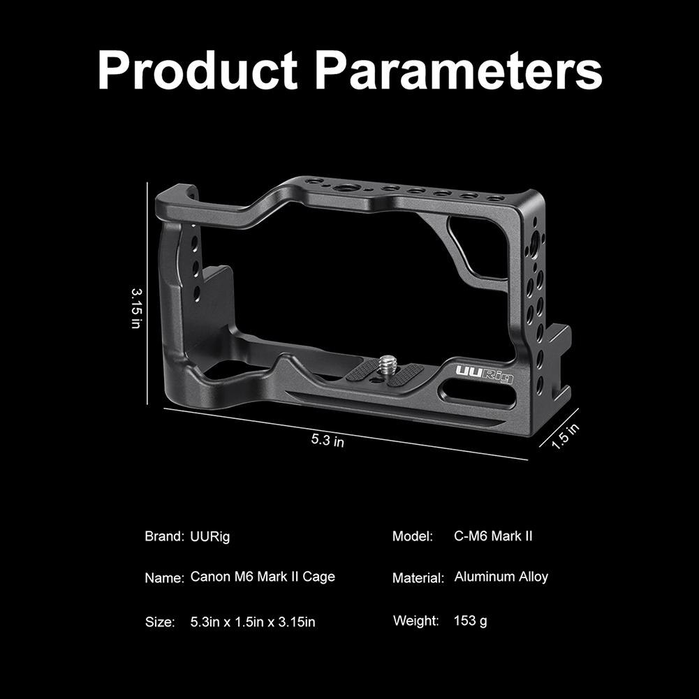 Metal Camera Cage for Canon M6 Mark II DSLR Camera 1/4 Thread Hole to Top Handle Monitor Microphone LED Light Bracket