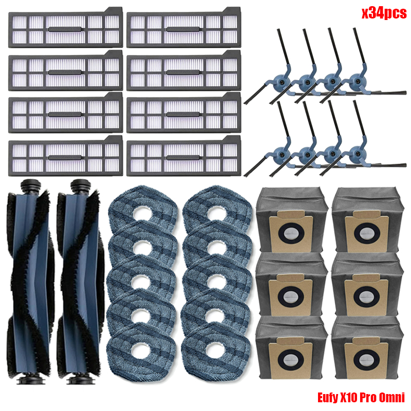 Accessoires Voor Eufy X10 Pro Omni Robot Stofzuiger Roller Zijborstel Hepa Filter Mop Doek Vodden Stofzakken Reserveonderdelen: Goud