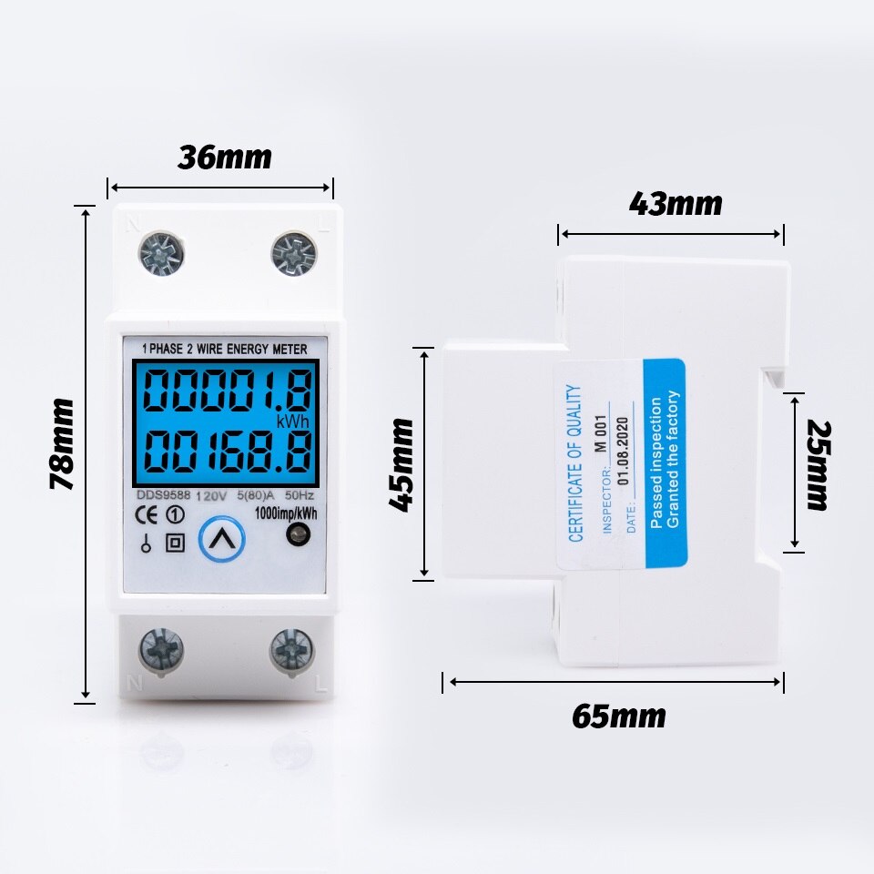 110V-120V 50/60Hz 5(80) een Digitale Wattmeter Ac Power Energy Meter Din Rail Kwh Spanning Stroom Teller Met Reset Functie