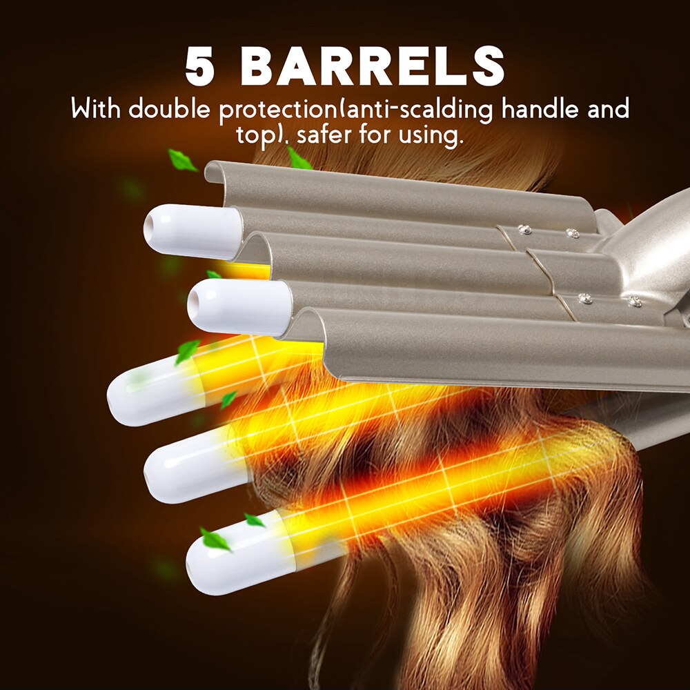 Haar Crimper Elektrische Krultang Keramische Crimpers Wavers Snelle Verwarming 5 Vaten Haar Krultang Professionele Waver Styler
