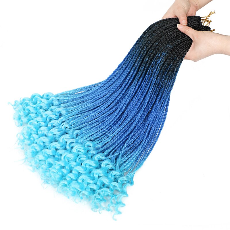 XCCOCO-caja de cabello de ganchillo de 24 pulgadas, trenzas con extremos rizados, cabello sintético degradado para trenza, 22 hebras, rizos, extensiones de cabello trenzado