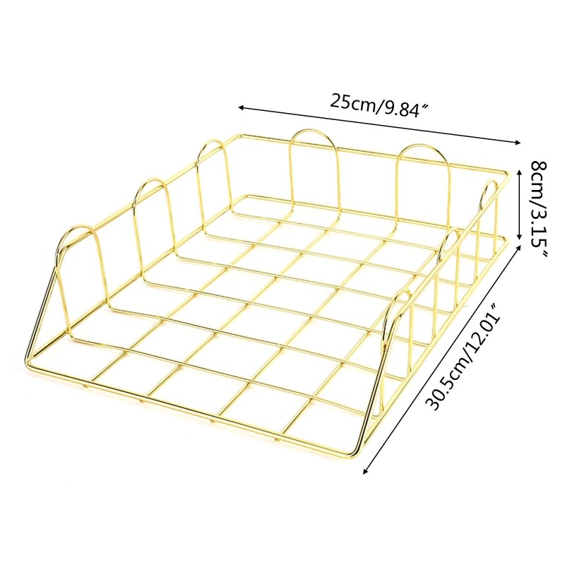 Modern Stackable Letter Tray Desktop Organizer Under Desk Hanging Organizer Metal Paper Tray for Women Men