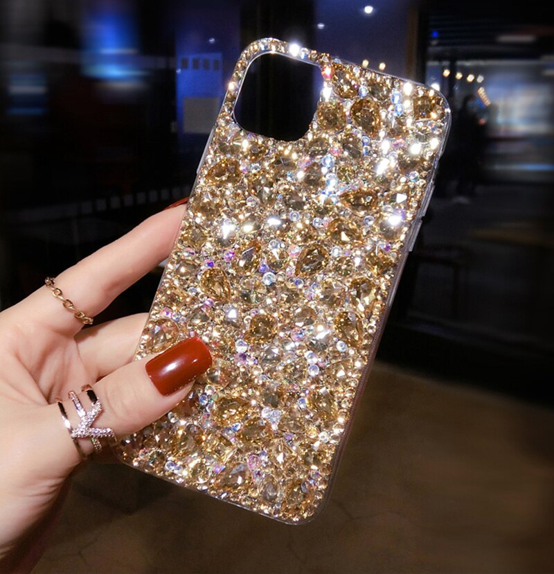 Luxury Gold Big Diamond Phone case For LG G6 G7 G8 G8S G8X ThinQ V30 V40 V50 V50S Q Stylo 4 5 K40 K50 Rhinestone Cover